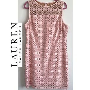 RALPH LAUREN BLUSH PINK LACE SLEEVELESS DRESS SIZE 16